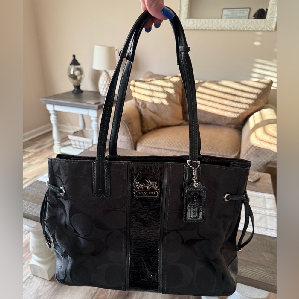 Coach Black Embossed Tote Bag
